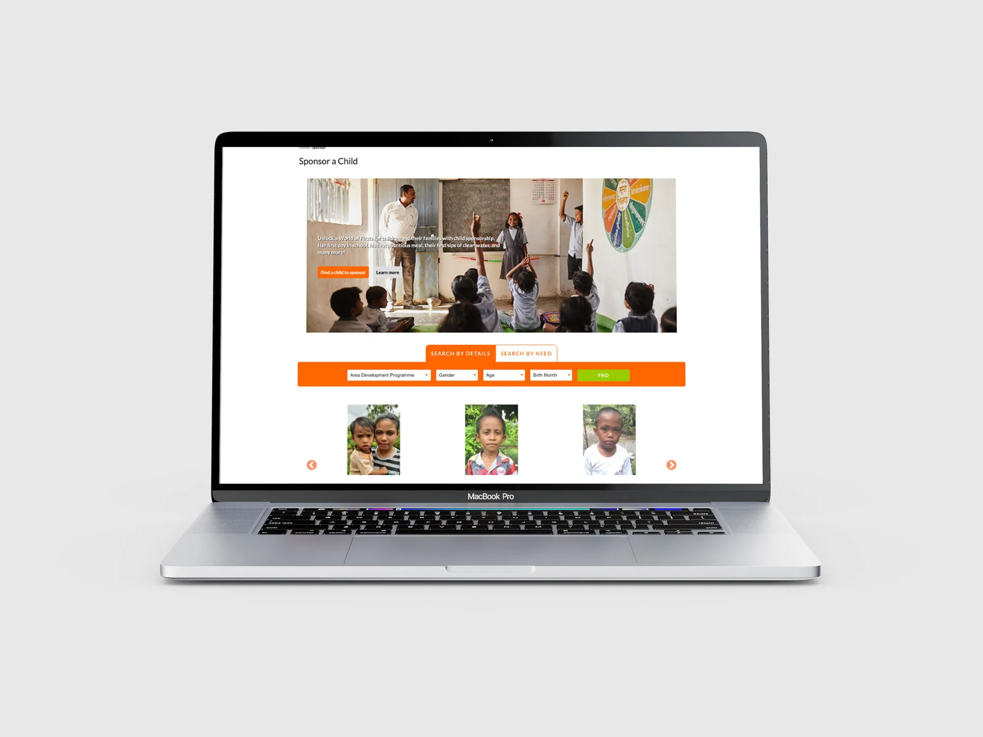 Sponsor page before the redesign