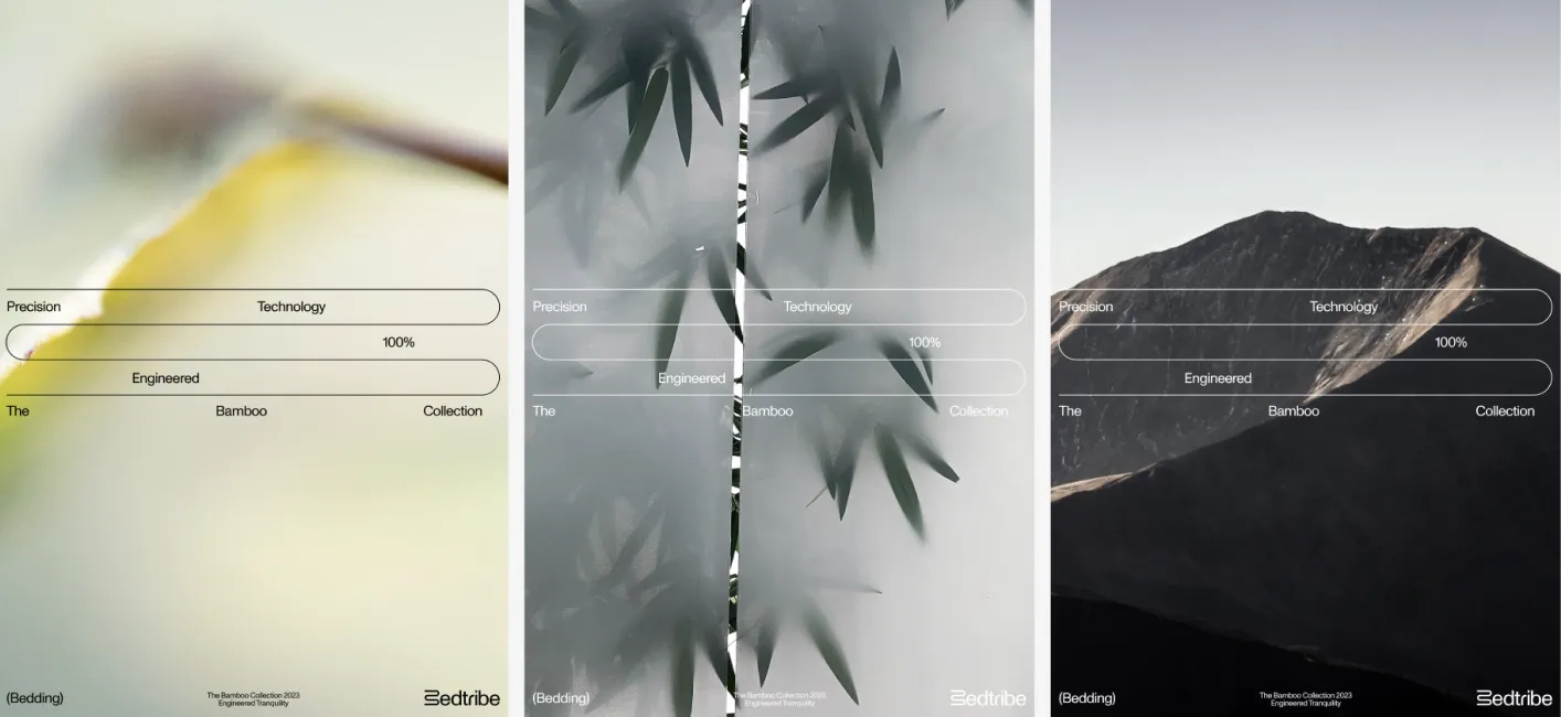 Bedtribe brand moodboard with bamboo and soft natural imagery