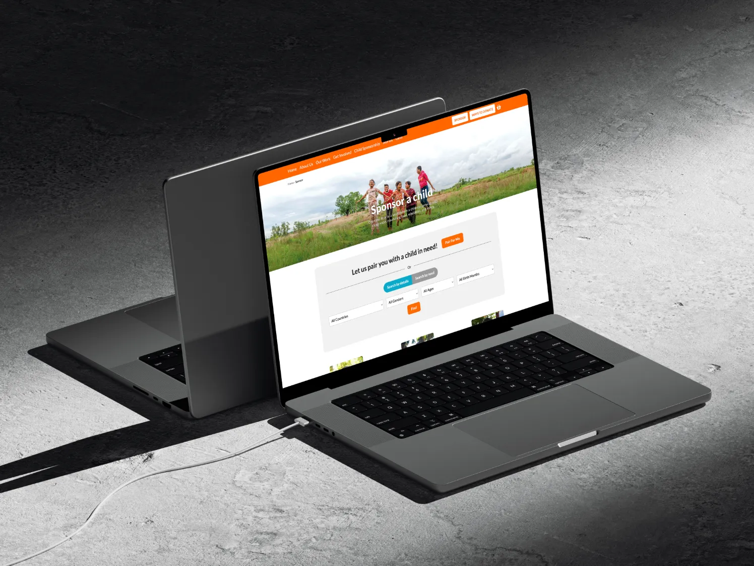 Laptop showing the redesigned search by area of need