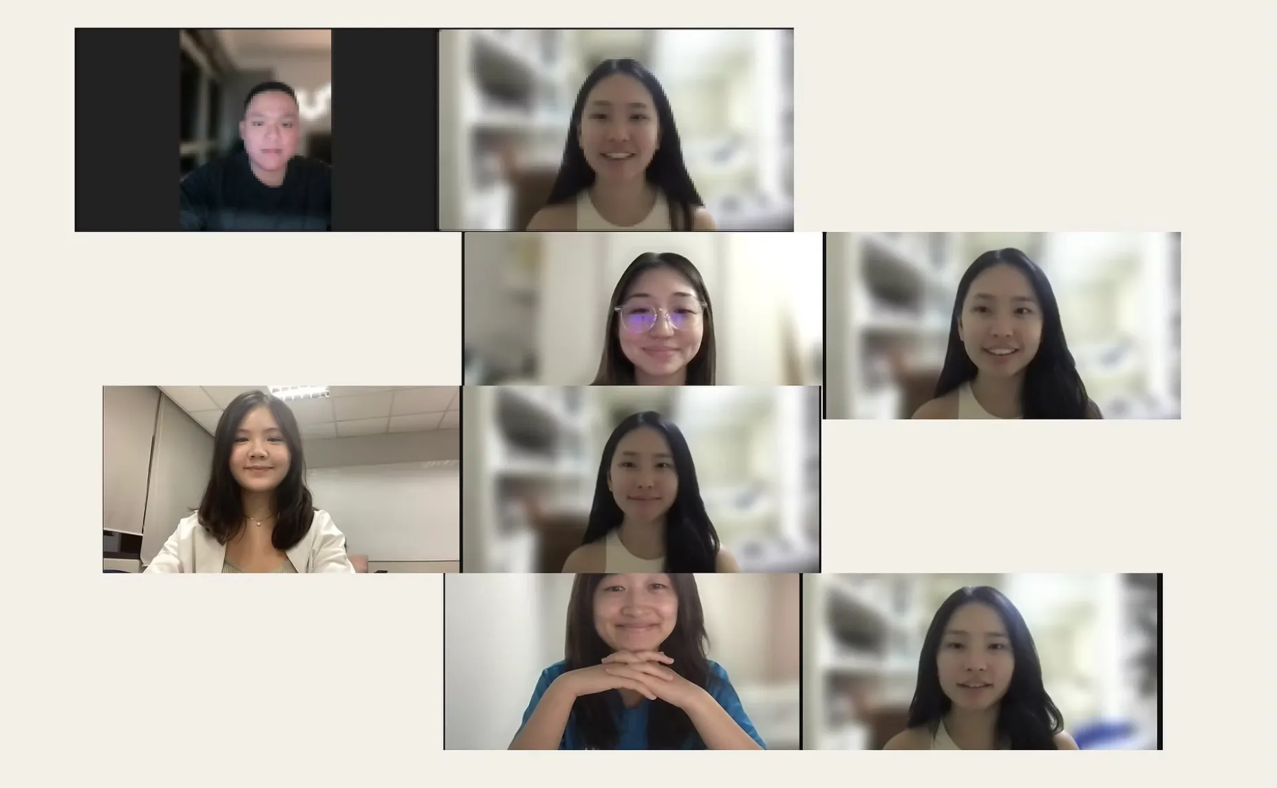 Grid of video-call screenshots from remote usability testing sessions