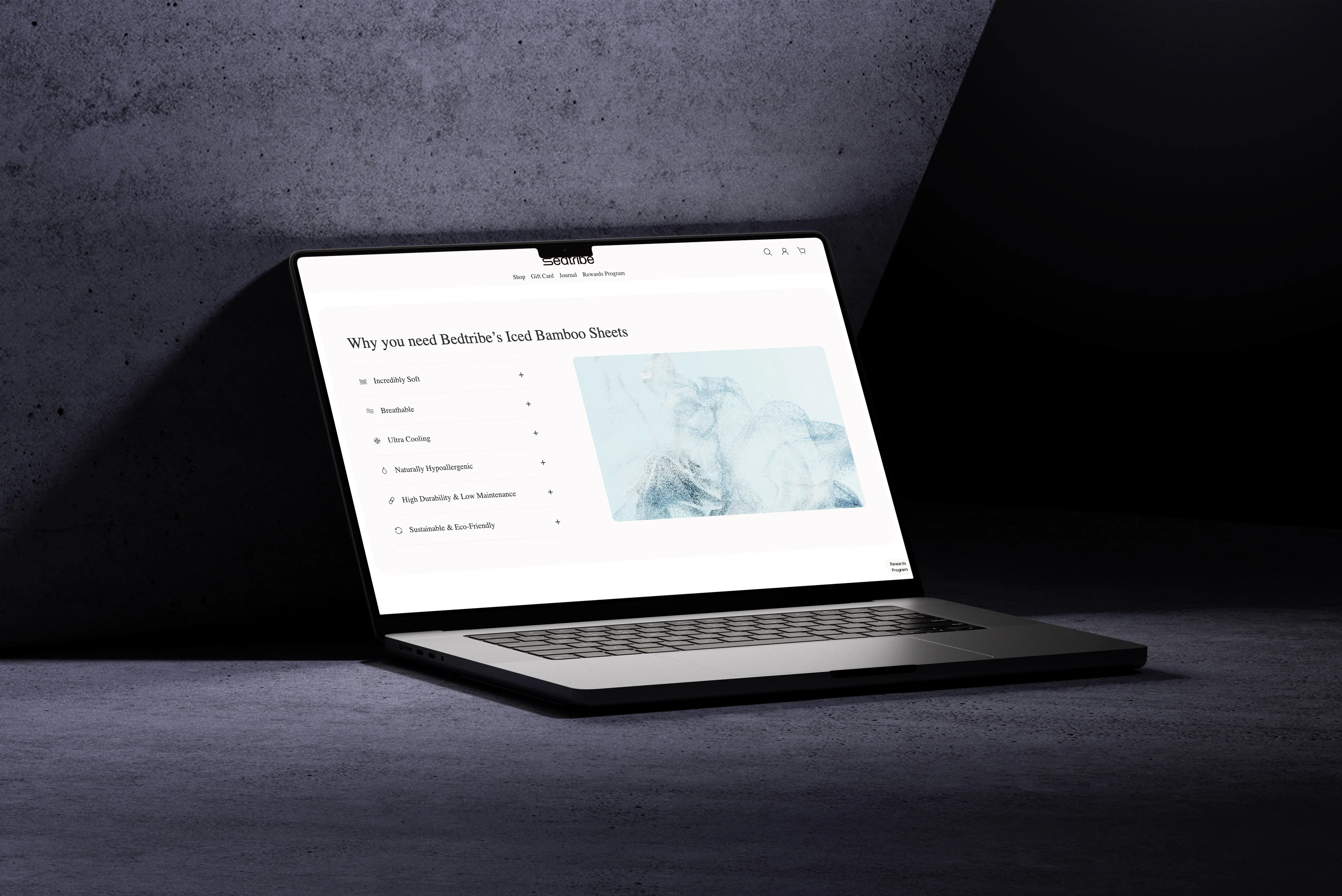 Laptop showing the why you’ll love bamboo sheets page