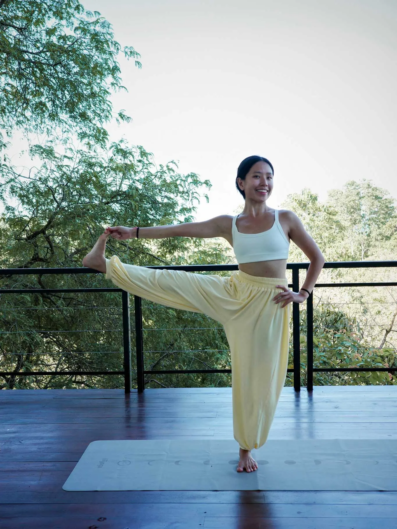 Shi Jie doing yoga